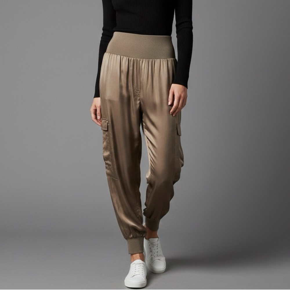 CINQ A SEPT Tous Les Jours Giles Cupro Satin Cargo Jogger Pants Size Large
